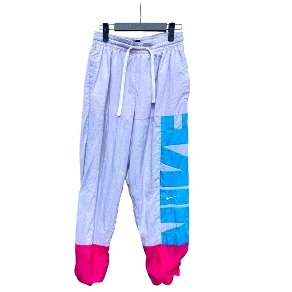 Nike Y2K bright parachute baggy logo pant VTG jogger medium windbreaker tight - Picture 1 of 5